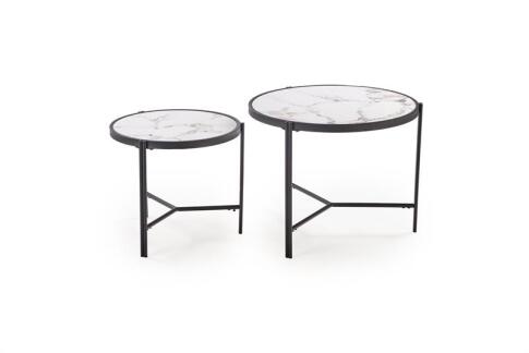 Комплект HALMAR FATIMA (2 стола журнальных) белый мрамор/черный