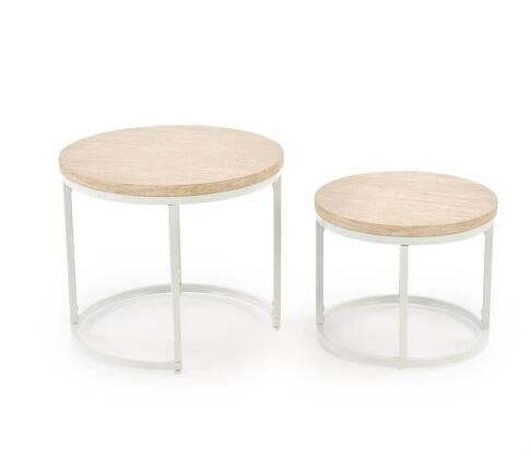 Комплект HALMAR OREO (2 стола журнальных) травертин/белый