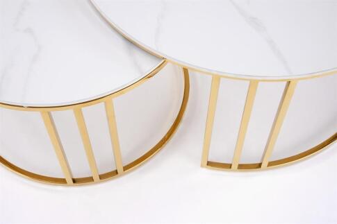 Комплект HALMAR MERCURY 3 (2 стола журнальных) белый мрамор/золотой