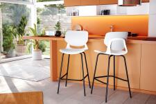 Стул полубарный Sheffilton SHT-ST59/S196-1 белый/черный муар