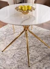 Стол обеденный SIGNAL AZALIA Ceramic белый/золотой 90