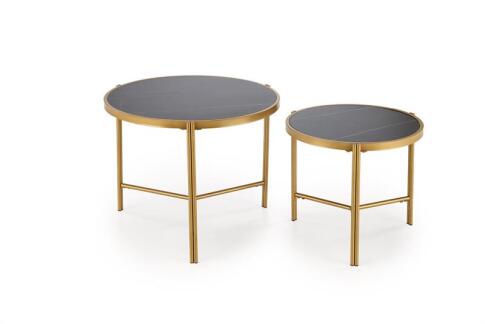 Комплект HALMAR FATIMA (2 стола журнальных) черный мрамор/золотой