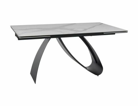 Стол обеденный SIGNAL DIUNA Ceramic Statuario Venato белый/черный мат 160-240/90
