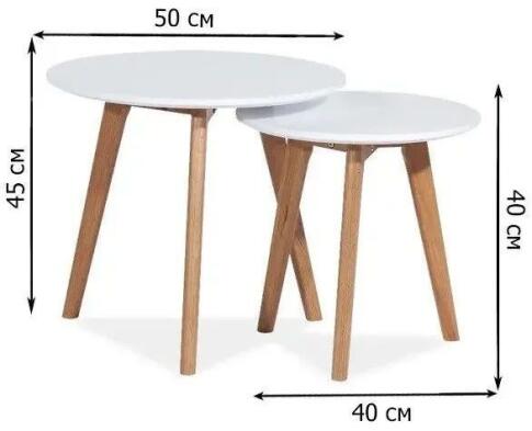 Комплект SIGNAL MILAN S2 (2 стола журнальных ) белый/дуб