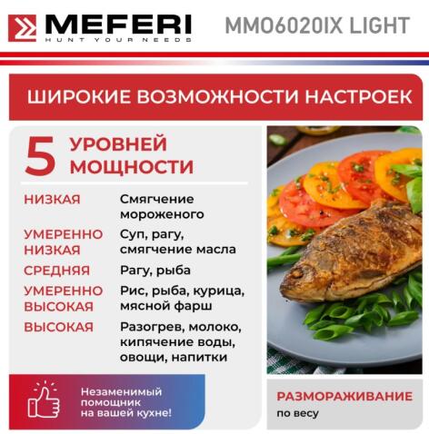 Микроволновая печь MEFERI MMO6020IX LIGHT