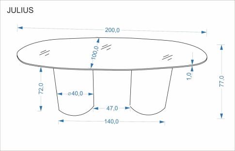 Стол обеденный HALMAR JULIUS светлый травертин/черный 200/100