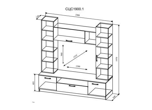 Гостиная ДСВ (МС Софи) №4 СЦС 1900.1 Сонома/Белый