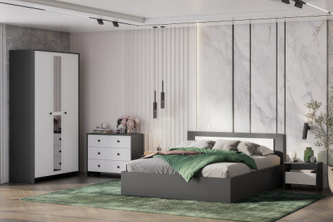 Шкаф трехстворчатый NN Мебель (МС Дольче К) Графит/Белый