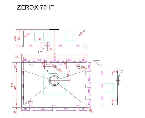 Мойка ZORG ZEROX 75 IF PVD GUNBLACK