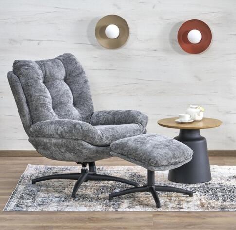 Комплект HALMAR PESTO (кресло+подставка для ног) серый