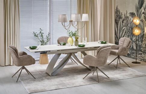 Стол обеденный HALMAR HILARIO светлый травертин/кашемир 180-260/90