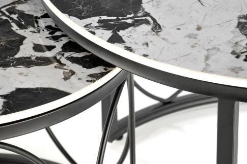 Комплект HALMAR ALEXANDRA (2 стола журнальных) черный мрамор/черный