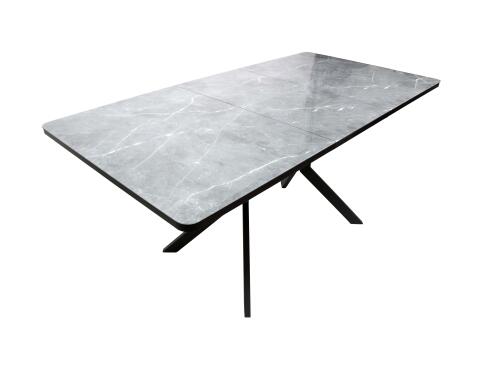 Стол ВВР Миллер Мрамор серый/черный №7, стекло ф/п 120-160/80