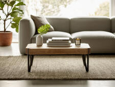 Стол журнальный HALMAR EMILY дуб золотой/черный, 110/60/42