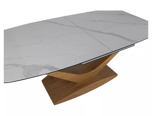 Стол обеденный SIGNAL DOLCE Ceramic Statuario Venato белый/дуб 180-240/95
