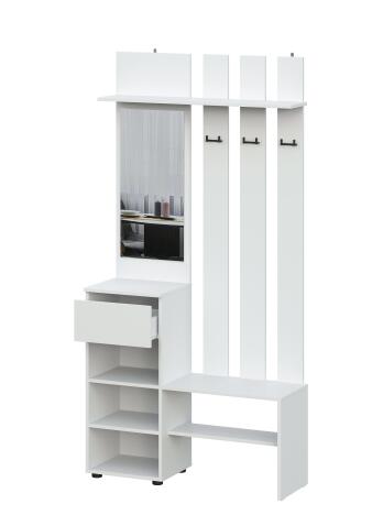 Вешалка NN Мебель (МС Денвер К) Белый, с зеркалом SAFE