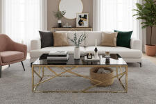 Стол журнальный SIGNAL ESCADA A II эффект черного мрамора/золотой, 120/60/40