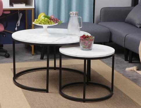 Комплект SIGNAL DION (2 стола журнальных) белый мрамор/черный