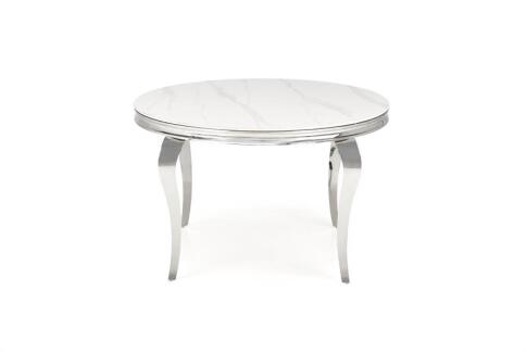 Стол обеденный HALMAR REGINALD белый мрамор/серебряный 120