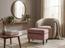 Пуф SIGNAL RON Velvet Bluvel 52 античный розовый/венге