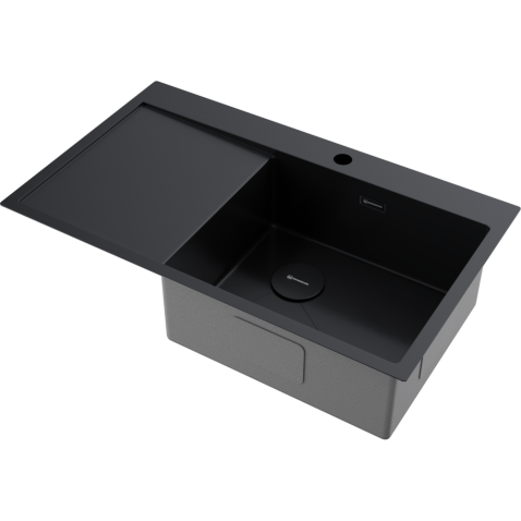 Кухонная мойка из нержавейки Omoikiri Akisame 86-GB-R Side графит