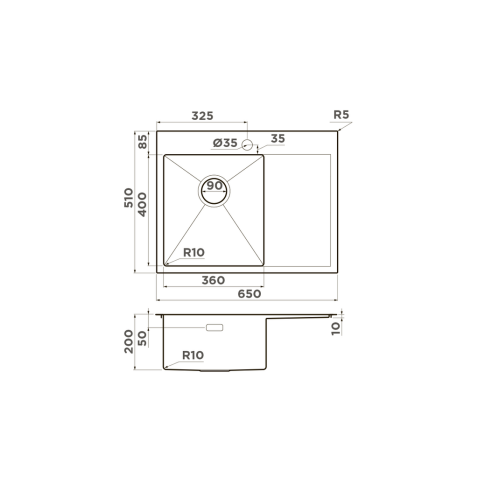 Кухонная мойка из нержавейки Omoikiri Akisame 65-LG-L светлое золото
