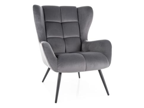 Кресло SIGNAL LOUIS Velvet 14 серый/черный