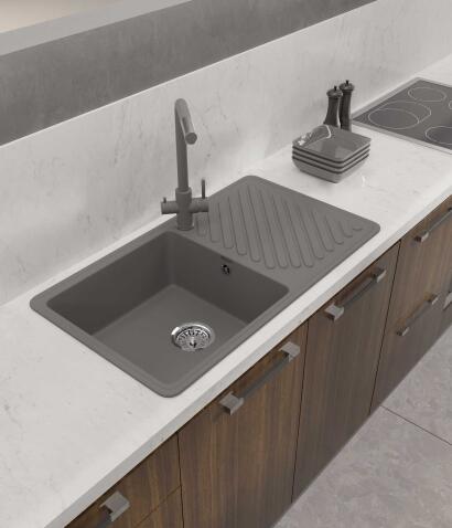 Смеситель для кухни GRANFEST QUARZ Z-5421 темно-серый