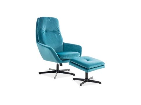 Комплект SIGNAL FORD Velvet Bluvel 85 (кресло+подставка для ног) бирюзовый