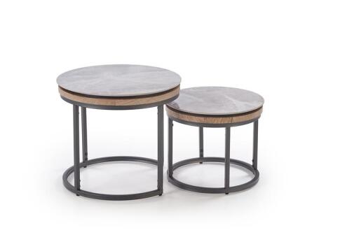 Комплект HALMAR ITAKA (2 стола журнальных) серый мрамор/графит