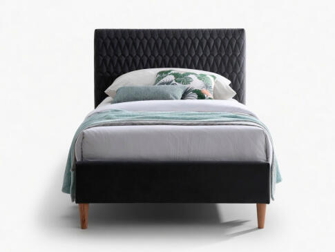 Кровать SIGNAL AZURRO Velvet Bluvel 14 серый/дуб 90/200