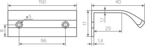 Ручка AQ Coro C=96 мм, черный, AQ