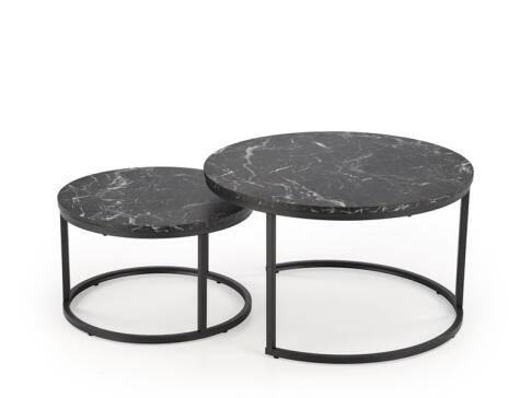 Комплект HALMAR JAVA (2 стола журнальных) черный мрамор/черный