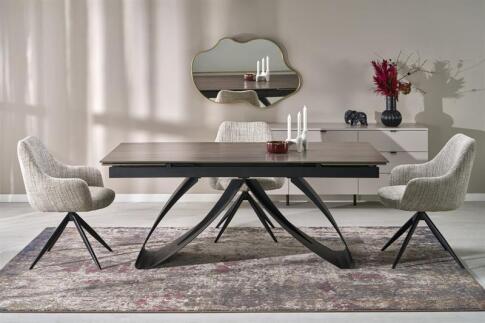 Стол обеденный HALMAR HILARIO орех/черный 180-260/90