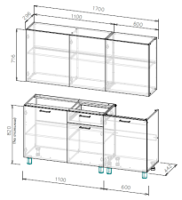 Кухонный гарнитур SV-МЕБЕЛЬ "Лаванда" без столешницы (1,7 м) Дуб золотой