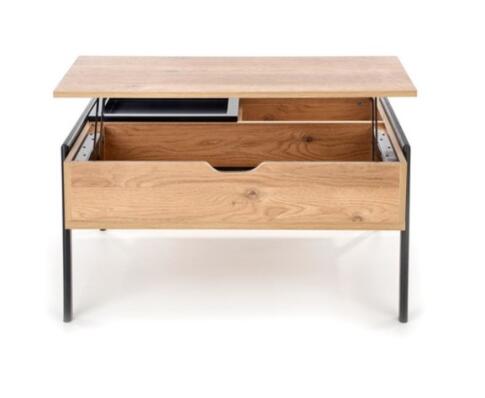 Стол журнальный HALMAR PODIUM натуральный/черный, 85/80/43-64