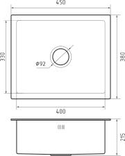 Кухонная мойка из нержавеющей стали GRANFEST METAL 4538 PVD графит