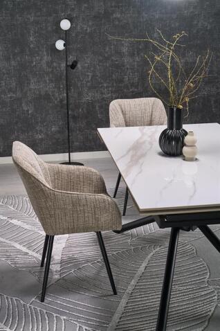 Стол обеденный HALMAR VITORINO белый мрамор/черный 160-220/90