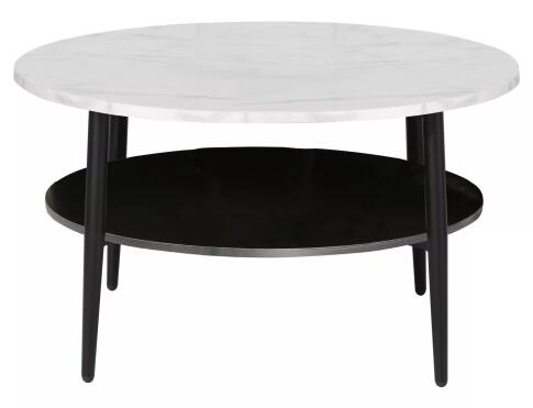 Стол журнальный SIGNAL ELLA A эффект белого мрамора/черный 80/45