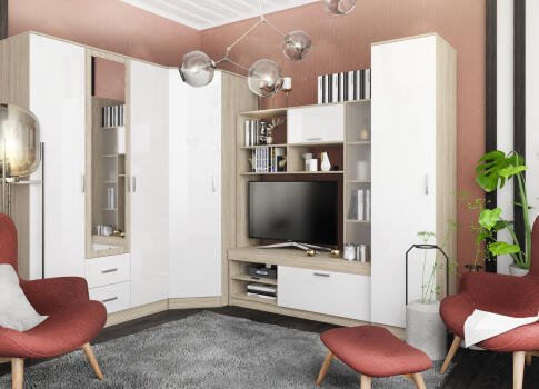 Гостиная ДСВ (МС Софи) №1 СЦС 1400.1 Сонома/Белый