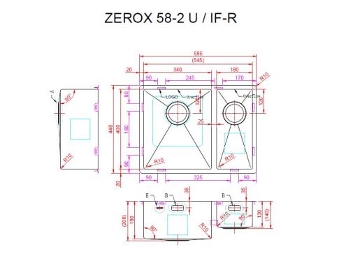 Мойка ZORG ZEROX 58-2 U / IF-R PVD GOLD
