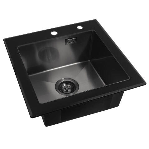Мойка ARFEKA ECO AR 500*500 GS BLACK GLASS + BLACK PVD NANO