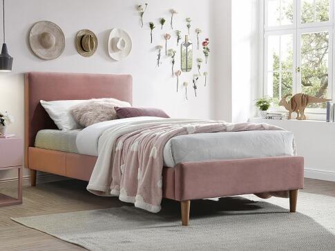 Кровать SIGNAL ACOMA Velvet Bluvel 52 античный розовый/дуб 90/200