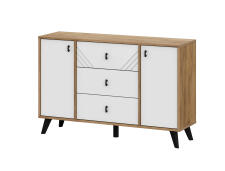 Комод NN Мебель (МС Байкал К) Дуб Золотой/Белый матовый, 3 ящика 2 створки