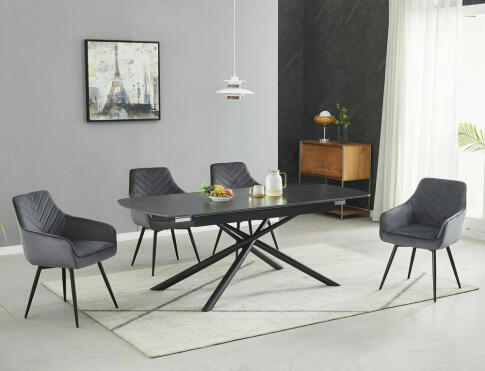 Стол обеденный SIGNAL VECTOR Ceramic черный/черный 160-200/90