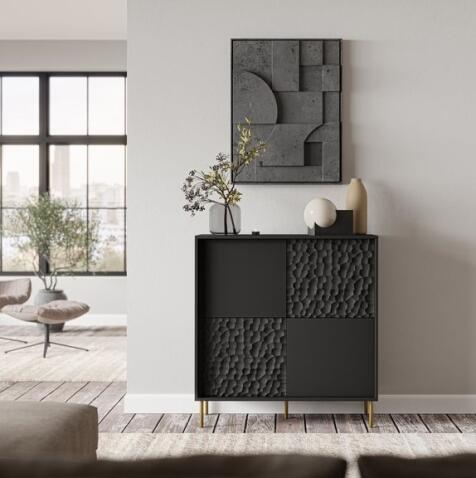 Комод HALMAR BULLET KM-2 черный/золотой