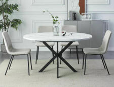 Стол обеденный SIGNAL GASTON белый мрамор/черный мат 100-135/100