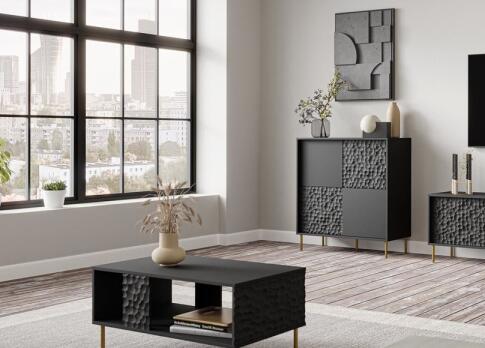 Комод HALMAR BULLET KM-2 черный/золотой