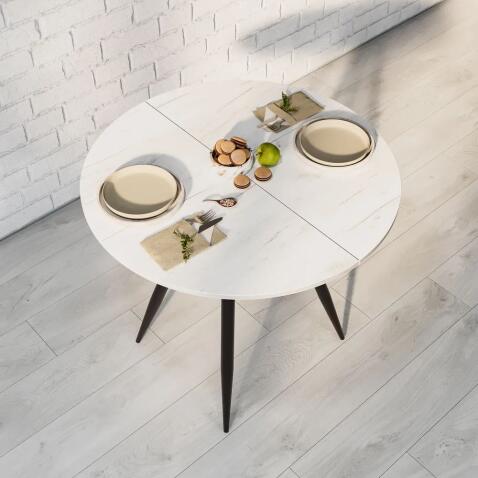 Стол ВВР Элип Дуб крафт белый/черный конус, ЛДСП