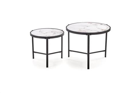 Комплект HALMAR FATIMA (2 стола журнальных) белый мрамор/черный